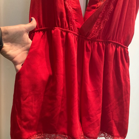 Red Akira Shorts Romper Sz L EUC Lacey Hot Tap Pants Jumpsuit Rompers for Women - Picture 2 of 7